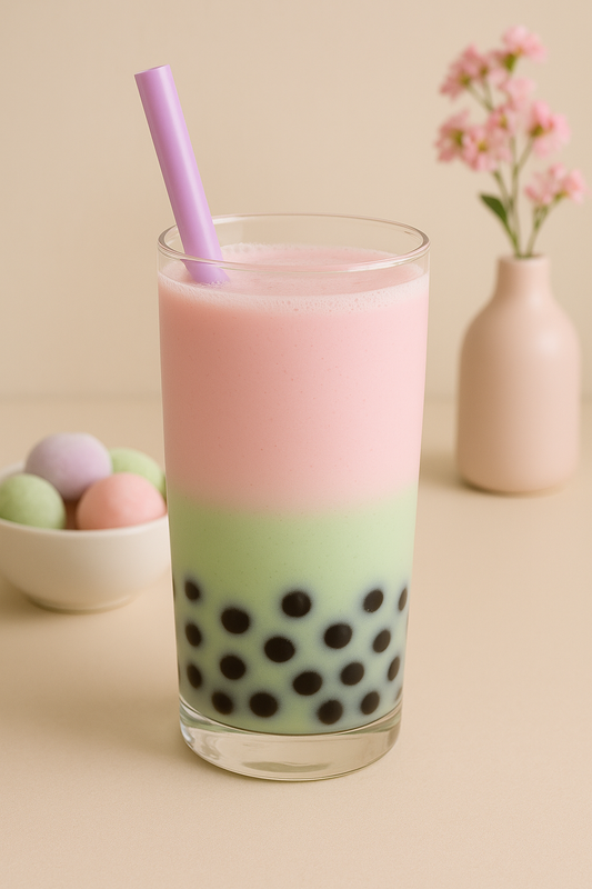 Bebida asiática bubble tea con perlas de tapioca