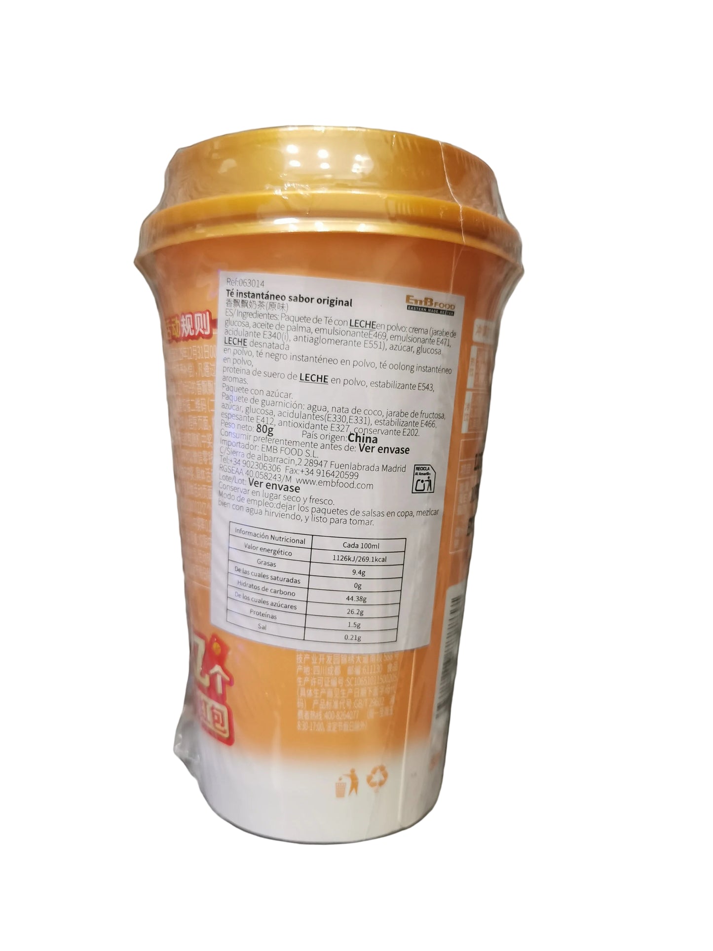 Etiqueta té con leche