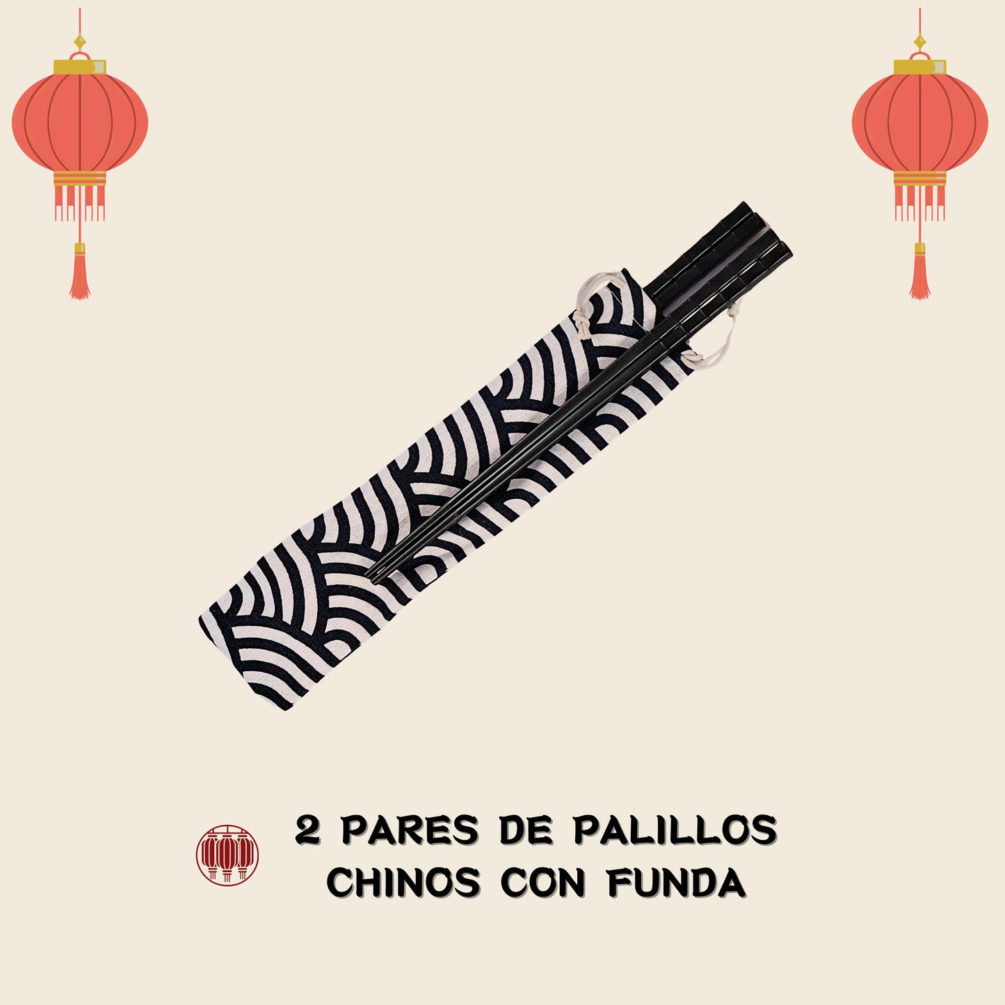 Set de dos pares de palillos chinos reutilizables con funda