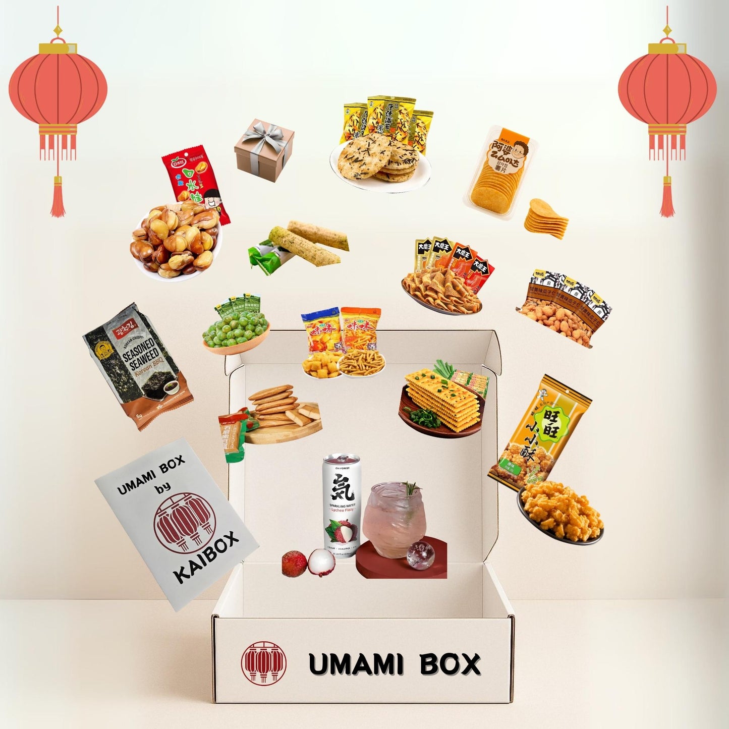 Caja regalo snacks asiáticos chinos japoneses coreanos umami salados