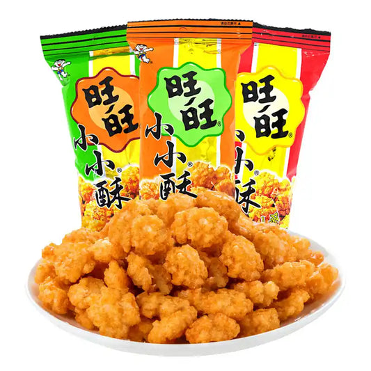 Palomitas de arroz inflado crujiente sabor original o pollo con cebollino 60g - snack chino tipo aperitivo salado con textura ligera y crujiente