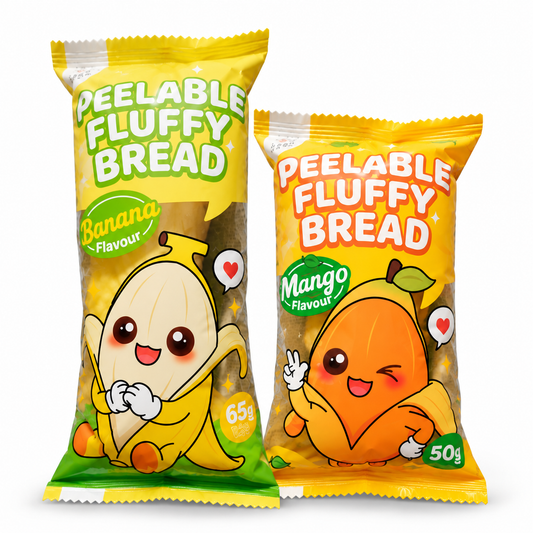 Bizcocho esponjoso pelable sabor plátano 65g o mango 50g| Dulce asiático tipo fluffy bread