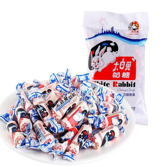 Caramelos de leche White Rabbit 108g - dulce chino cremoso y masticable con sabor suave a leche