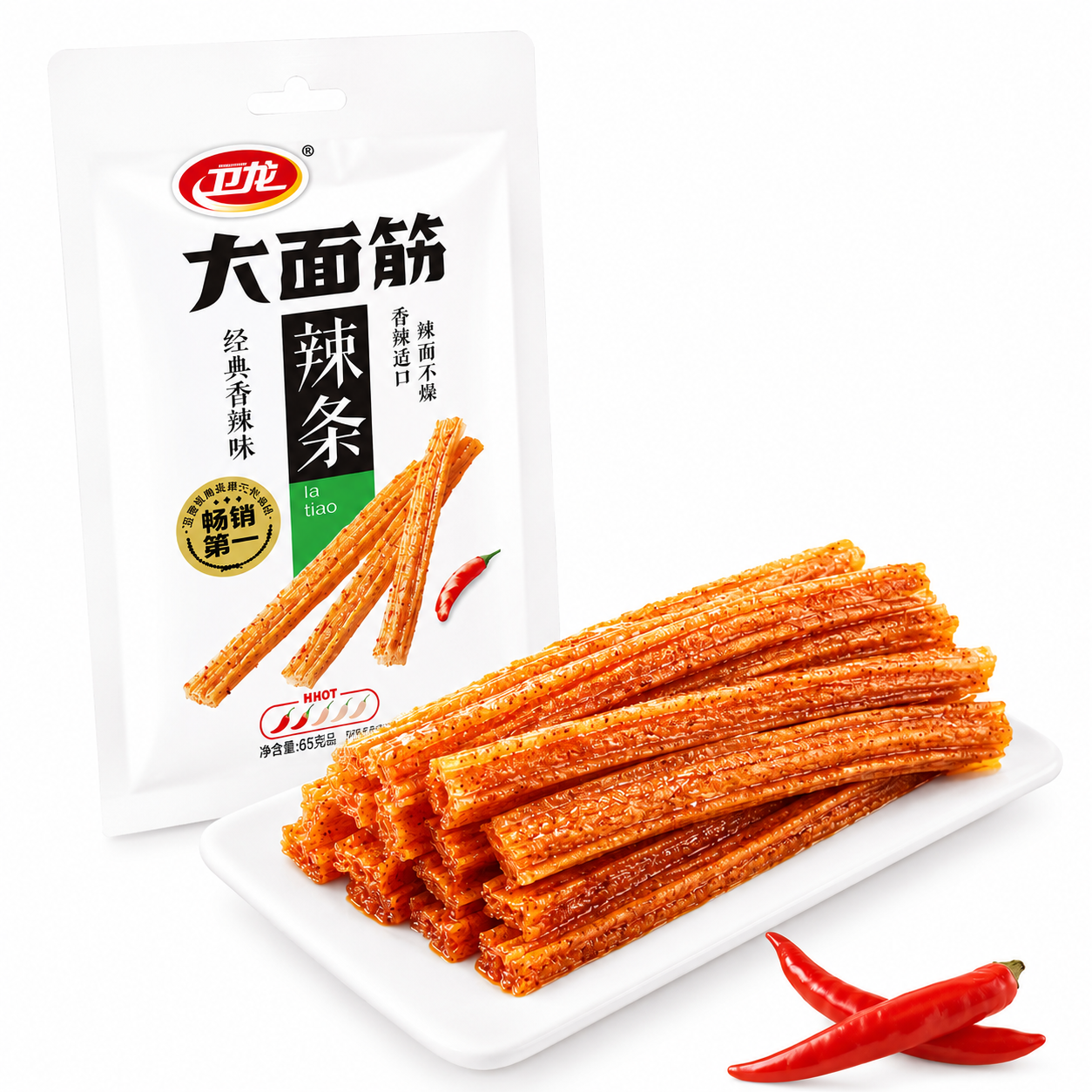 Tiras picantes La tiao, snack chino de gluten de trigo