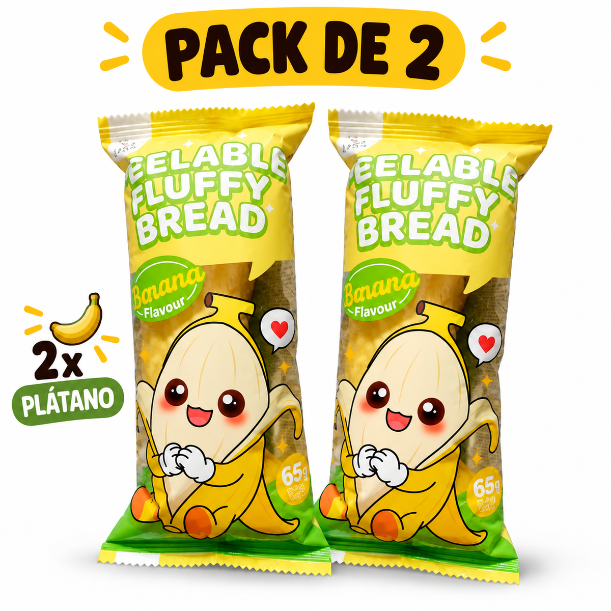 Bizcocho esponjoso pelable sabor plátano 65g o mango 50g| Dulce asiático tipo fluffy bread